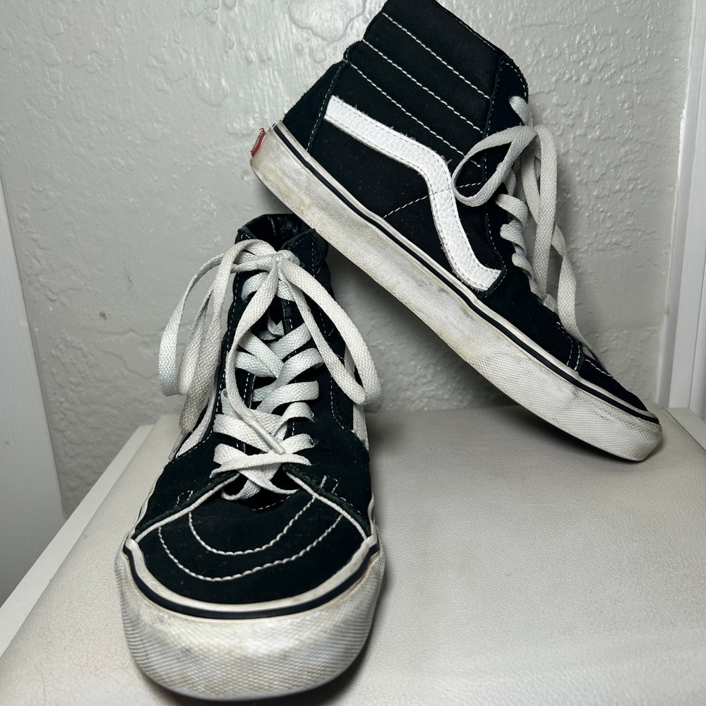 Vans Sk8-Hi Black Sneakers Women's High Top Skate Shoes Classic‎ Style Size 8